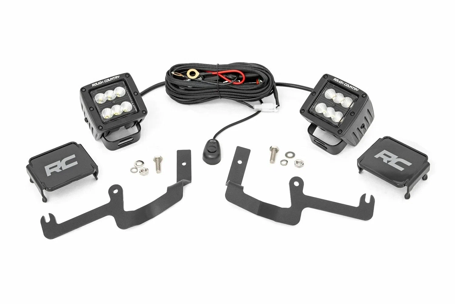 Fits Chevy Silverado 1500 (19-24) LED Light Kit Ditch Mount 2_ Black Pair 70842